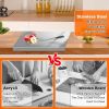 Stainless Steel Cutting Board with Lip for Kitchen Countertop, over Sink Suitable for Meat, Fruits and Vegetables